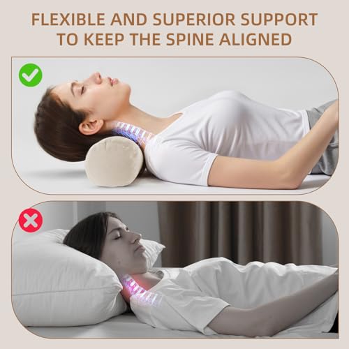 LOFE Buckwheat Pillow - Adjustable Buckwheat Neck Pillow(17x6) to Provide Firm Support, Neck Roll Pillow for Side and Back Sleepers, Bolster Pillow with Organic Pillowcase, Cylinder Pillows - Image 5