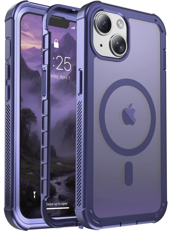 jaroco Magnetic for iPhone 13 Case, [Compatible with MagSafe][Military Grade Drop Protection][Heavy Duty Protection][Non-Slip][Shockproof] 2-Layer Durable Bumper Phone Case 6.1''-Dark Purple - Image 1