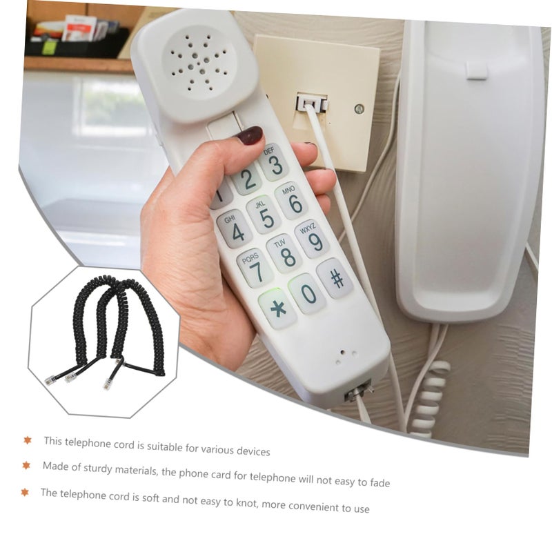 2Pcs Coiled Telephone Cord for Landline Phones Durable Flexible Easy Installation - Image 3