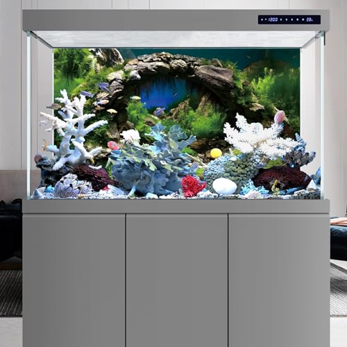 AWERT 36x24 inches Arch Stone Aquarium Background River Bed & Lake Aquarium Vinyl Background Aquatic Plant Fish Tank Background - Image 5