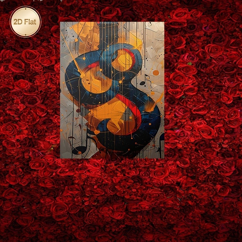 لوحة كانفاس فنية تجريدية لعزف الجيتار مع نوتات موسيقية، 60x90 سم، بإطار - Image 4