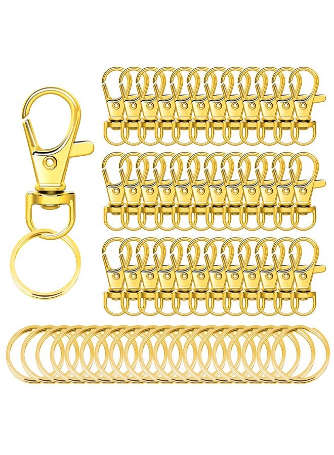 SANNIX 60Pcs Gold Swivel Snap Hooks With Key Rings Keychain Clip Hooks Key Chain Rings Lobster Claw Clasps For Lanyard Clip Jewelry Making Crafts - Image 1