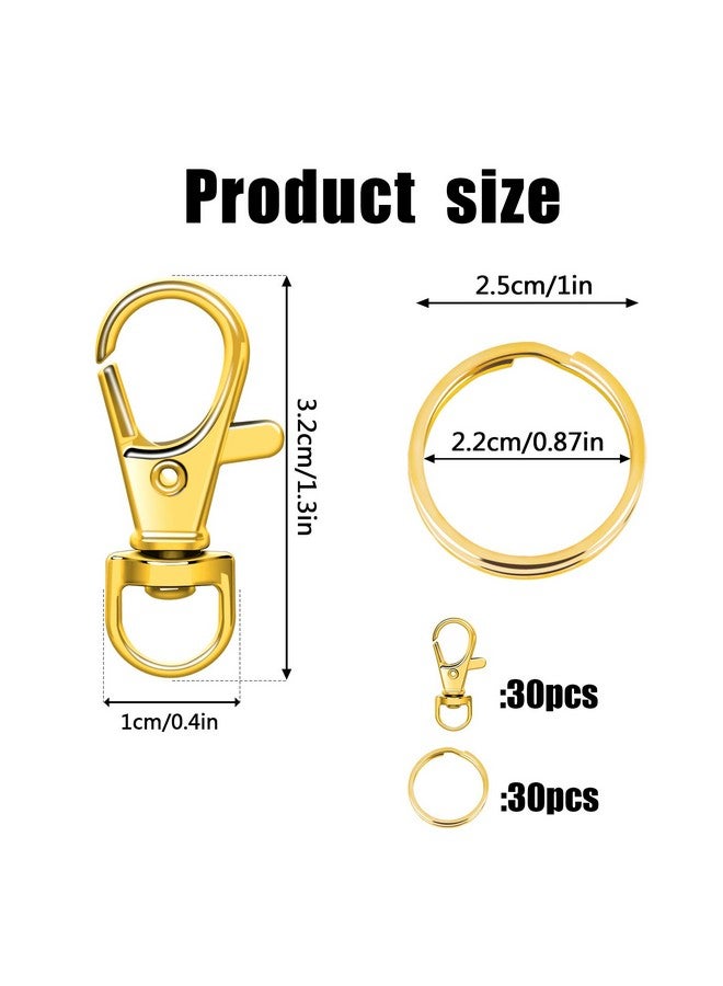 SANNIX 60Pcs Gold Swivel Snap Hooks With Key Rings Keychain Clip Hooks Key Chain Rings Lobster Claw Clasps For Lanyard Clip Jewelry Making Crafts - Image 2
