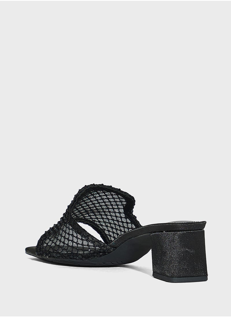 Ella Limited Edition - Block Heel Mesh Diamante Mule Sandal - Image 1