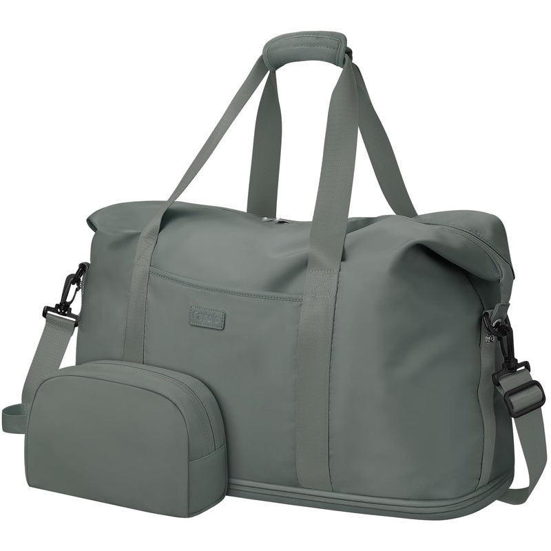 Capolo Expandable Travel Duffle Bag, Waterproof Weekender Overnight Bags for Women Men Hospital Bag for Women Labor Delivery Carry on Bag with Toiletry Bag for Travel Gym Airplanes(Green, Large) - Image 1