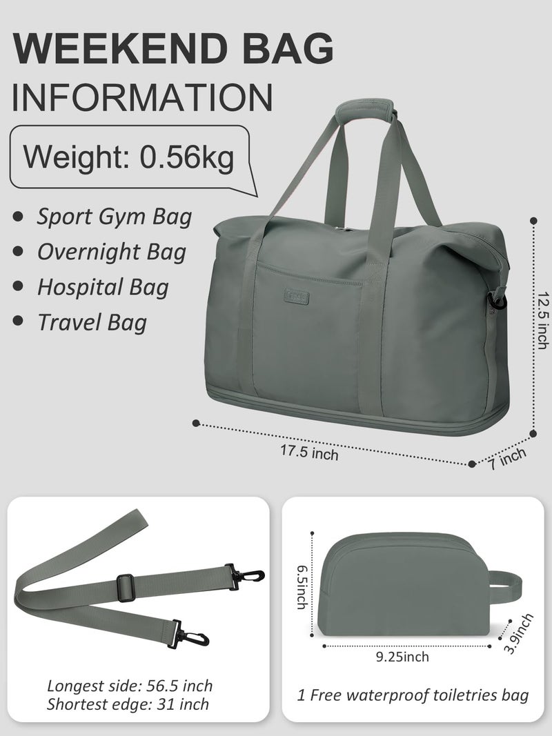 Capolo Expandable Travel Duffle Bag, Waterproof Weekender Overnight Bags for Women Men Hospital Bag for Women Labor Delivery Carry on Bag with Toiletry Bag for Travel Gym Airplanes(Green, Large) - Image 2
