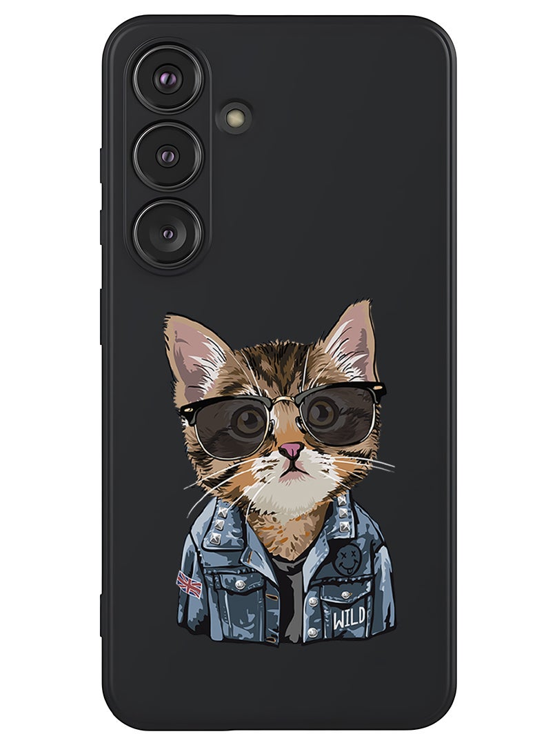 Theodor Protective Slim Fit Case Liquid Silicone Cover with Full Body Protection Anti-Scratch Shockproof Case For Samsung Galaxy S25 Plus (Black) - swag cat - Image 1
