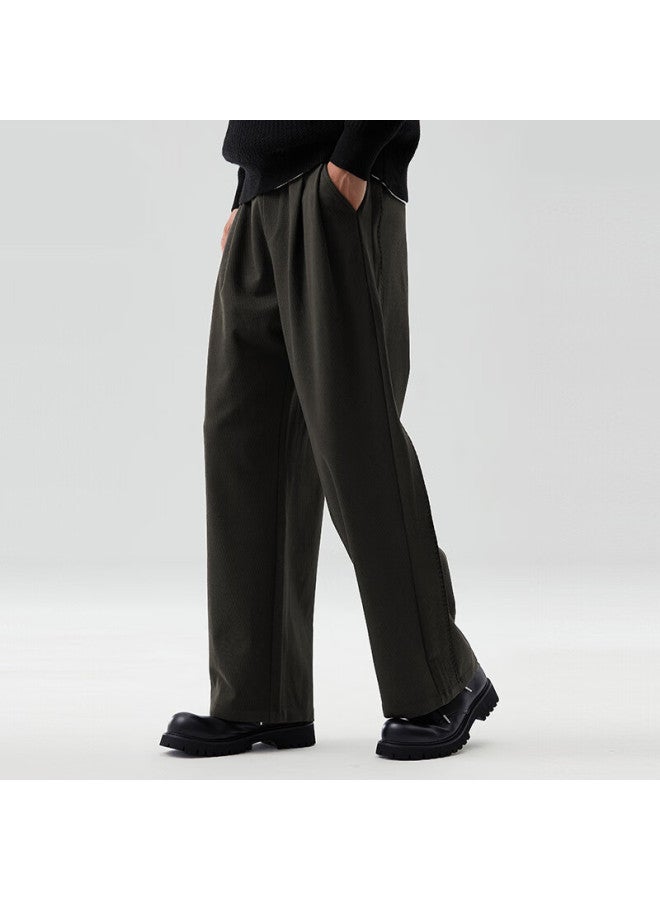 Markless Men's Autumn Winter Casual Straight-leg Loose Fit Trousers 4871 Chestnut Brown Xxl - Image 1