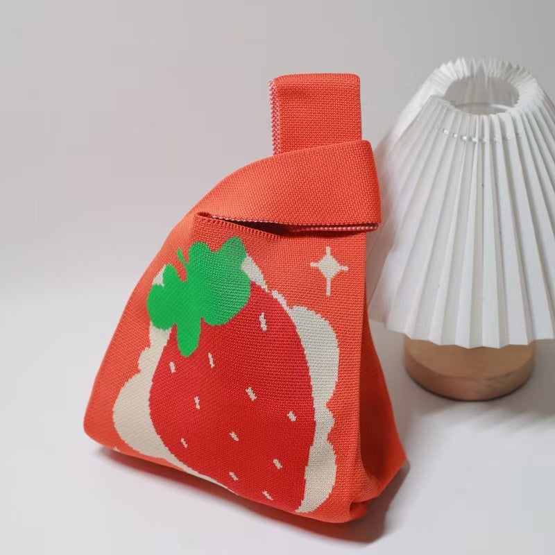 2025 Xipu Special Festive Wedding Gift Bag Special Hand Bag Vest Bag Sweet and Festive Knitted Bag 90g red-strawberry