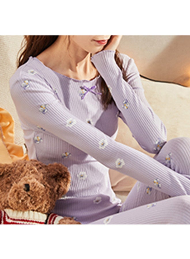 TonLion Spring Collection Soft And Adorable Full Print Fruit Pattern Warm Set, Women's Spring Top And Pants Cotton Sweatshirt Full Print Thermal Underwear - Image 4