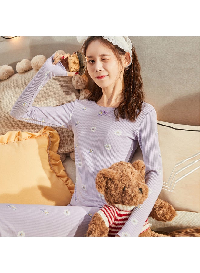 TonLion Spring Collection Soft And Adorable Full Print Fruit Pattern Warm Set, Women's Spring Top And Pants Cotton Sweatshirt Full Print Thermal Underwear - Image 2