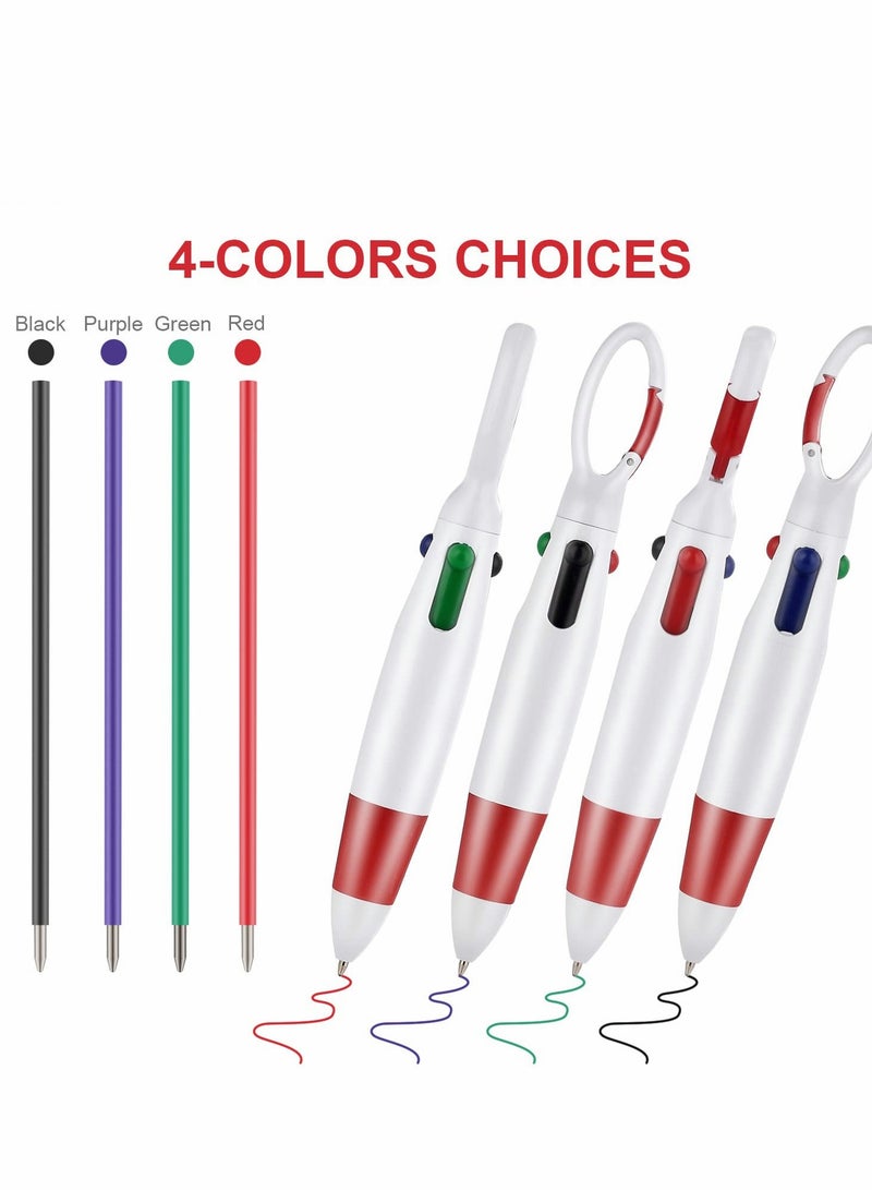 KASTWAVE Multicolor Ballpoint Pen, Retractable Shuttle, 4-in-1 12 Counts, 1.0mm with Carabiner Clip for Office School Supplies Students Adults Kids - Image 3
