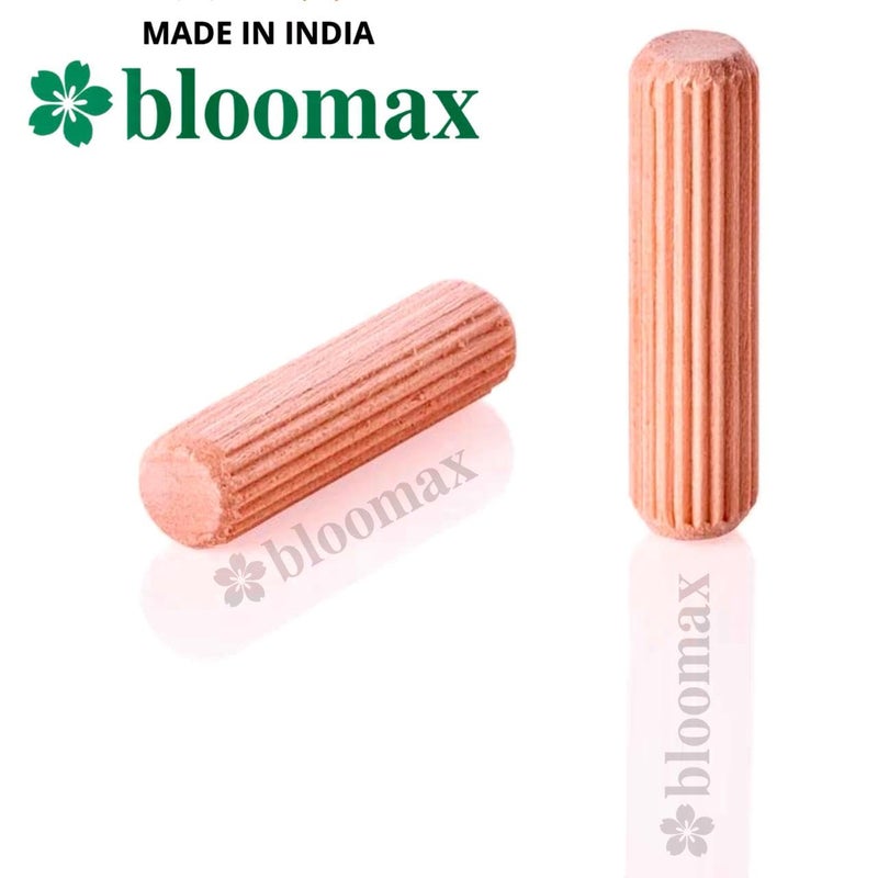 bloomax ® Wooden Dowel Pin 06mm x 50mm (500 Pcs) Made Of Hardwood Modular Furniture Connector Fastener Spiral Grooved Fluted Non-Threaded Kiln Dried Cylindrical Shape - Image 3