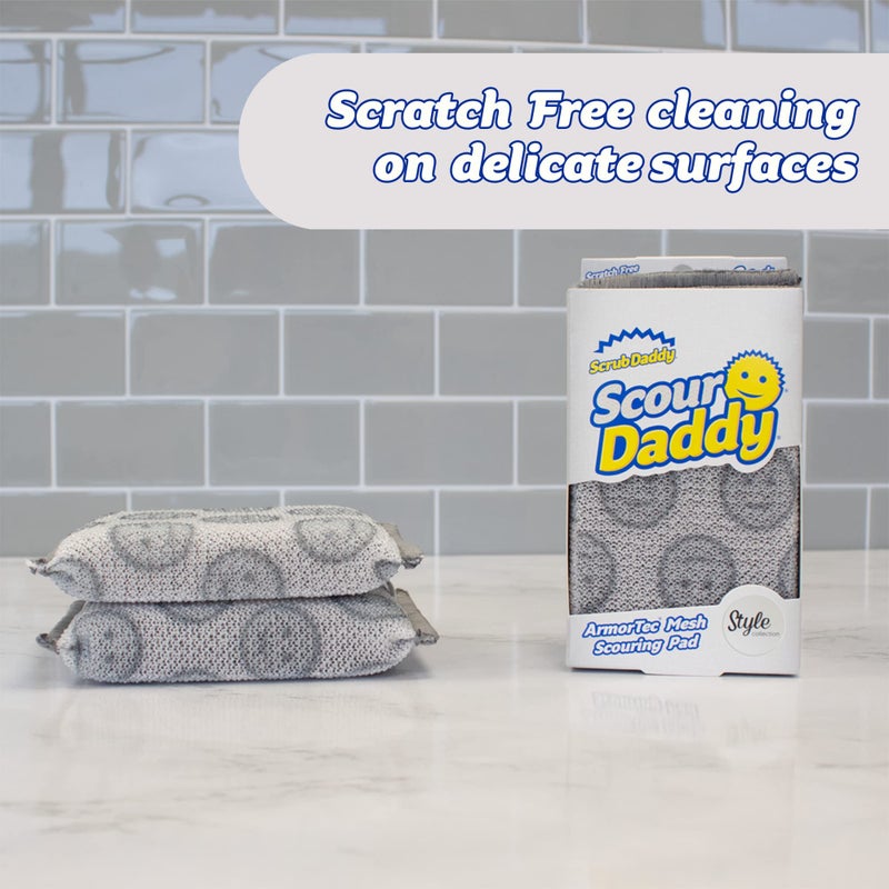 Scrub Daddy Scour Daddy Style, Scourers Non Scratch Scrubbing Sponge, Scouring Pads, Kitchen Sponges for Dishes, Dishwashing Pan Scrubber, Cleaning Supplies, Dish Sponges for Washing up, Pack of 2 - Image 5