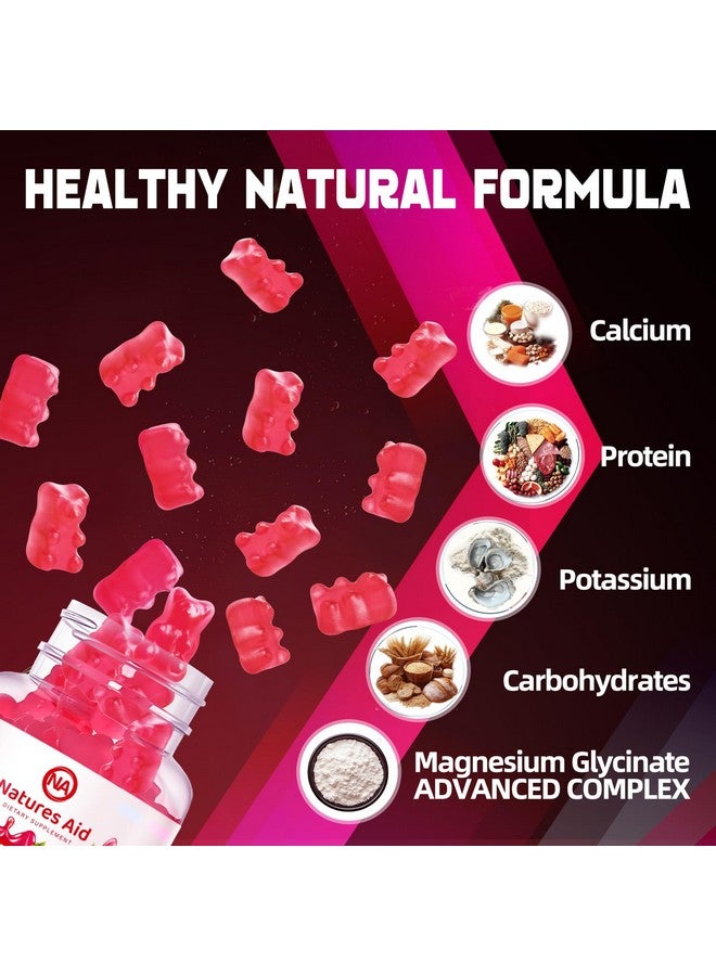 Natures Aid Magnesium Glycinate Gummies 1000mg - Sugar Free Magnesium Potassium Supplement with Vitamin D, B6, CoQ10 for Calm Mood & Sleep Support - 90 Raspberry Gummies. - Image 2