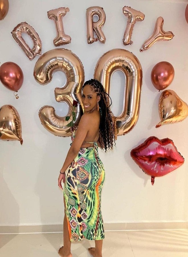 Atpata Funky DIRTY 30 Foil Balloons for Naughty 30th Birthday Party Decorations (Rose Gold), large (Foil-Dirty30) - Image 2