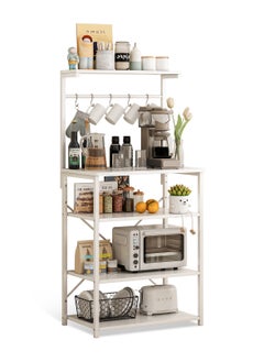 ADEBOLA Kitchen Storage Rack, Coffee Corner Table with 4 Tiers, Kitchen Microwave Stand with 5 S-shaped Hooks, Kitchen Storage Shelf for Spices, Coffee Machine and Home Appliances  - Image 2