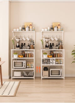 ADEBOLA Kitchen Storage Rack, Coffee Corner Table with 4 Tiers, Kitchen Microwave Stand with 5 S-shaped Hooks, Kitchen Storage Shelf for Spices, Coffee Machine and Home Appliances  - Image 5