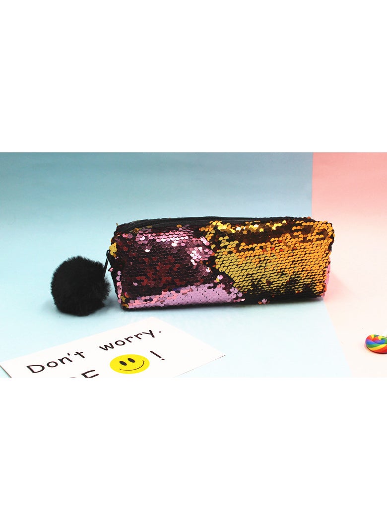 1 x 5 pcs Sequin Mermaid Pencil Case Glitter Double Color Gold + light pink - pzsku/Z4C245188EC4C7C0C541BZ/45/_/1732630852/eb6644c9-337b-4d45-bd2d-e26b48bc2e11