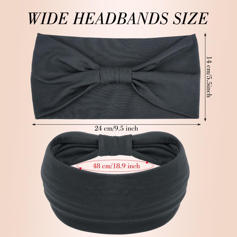 obeoby Wide Non-Slip Headbands for Sports,Yoga, 5.5'' Large Knot Cotton Hairband for Workouts, Spa, Running Keep Dry During Exercise(4Pack) - Image 2