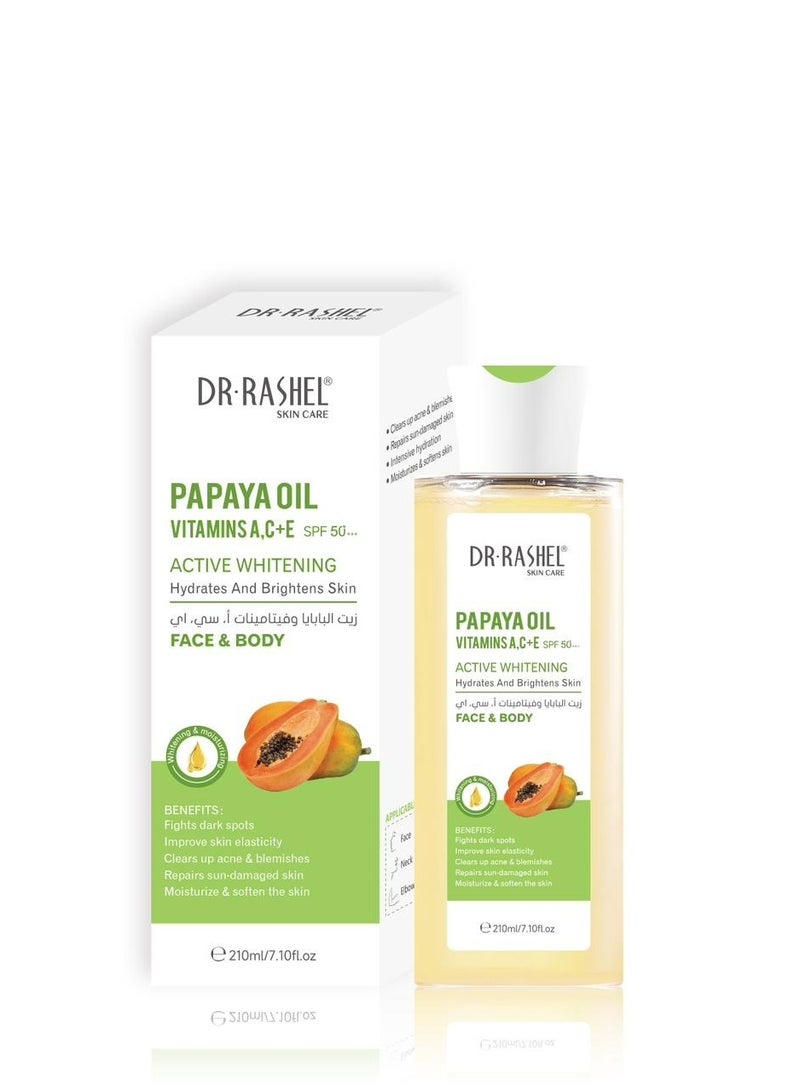 دكتور راشيل زيت البابايا، فيتامينات A.C+E، عامل حماية من الشمس 50، مبيض فعال، 210 مل