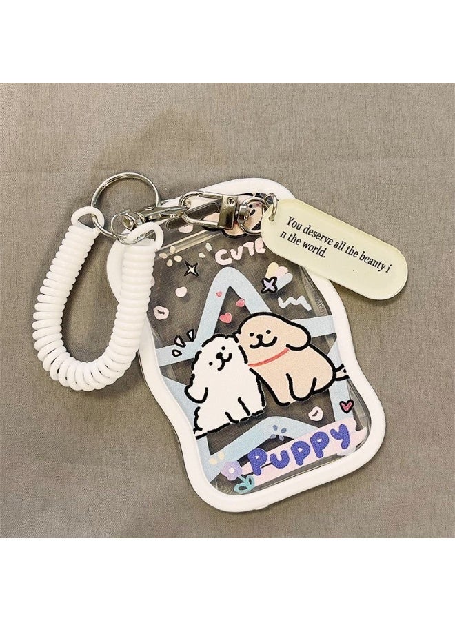 NIBEMINENT 1 - Piece Colorful Stars Kpop Photo Card Holder Pendant Key Chain ID Badge Holder ID Card Holder Photo Card Protector for School ID Office ID Access Card for Women Girls