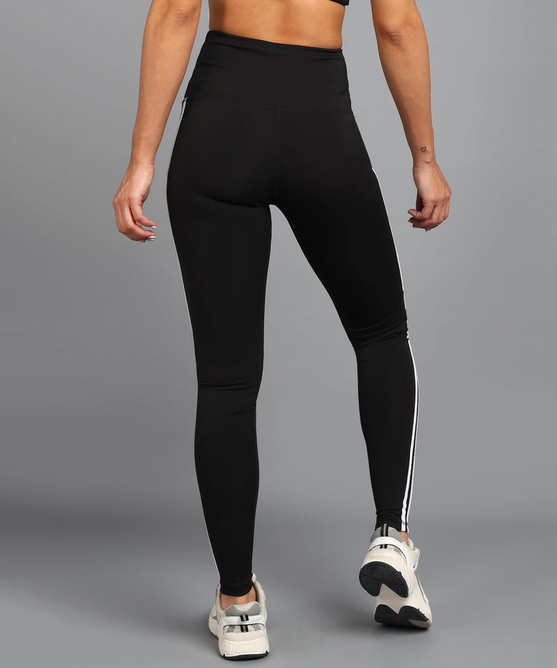 Rock Paper Scissors Women Premium Two White Strip Gym Tights High Rise, Sweat-Wicking, Athletic Fit Gym Tights For Working Out, Pilates,Yoga, Fitness & Training,XS - Image 3