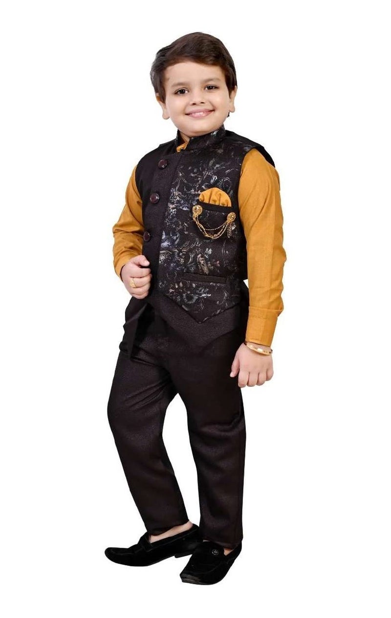ZOLARIO Stylish and Versatile 3 Piece Clothing Set Dress for Kids Boys, Coat, Pant and Shirt Set, Ideal for Wedding, Casual and Birthday. (6-7 Years, Maaroon) - Image 1