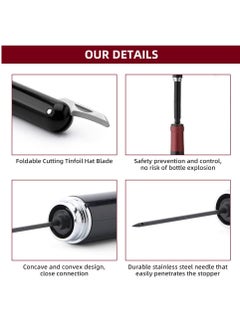 Excefore Portable Air Pressure Wine Opener, 2 in 1 Cork Wine Opener Needle with Foil Cutter, Handheld Cork Opener, Effortless Wine Opening  - Image 2