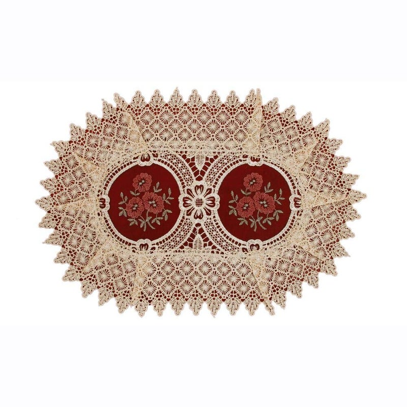 Simhomsen Simhomsen Vintage Look Burgundy Lace Table Placemats Doilies Set of 6  Oval 12 ? 18 inch  Customer Order  - Image 1