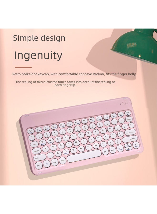 The Bluetooth Keyboard Round Key Cap Is Suitable For Apple For Huawei Phablet Mobile Phone Color Frame Wireless Keyboard Wholesale-Color:Purple-Product Type:Ten-inch Round Cap + Dual-mode Charging M - Image 3