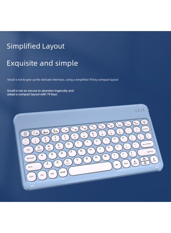 The Bluetooth Keyboard Round Key Cap Is Suitable For Apple For Huawei Phablet Mobile Phone Color Frame Wireless Keyboard Wholesale-Color:Purple-Product Type:Ten-inch Round Cap + Dual-mode Charging M - Image 5