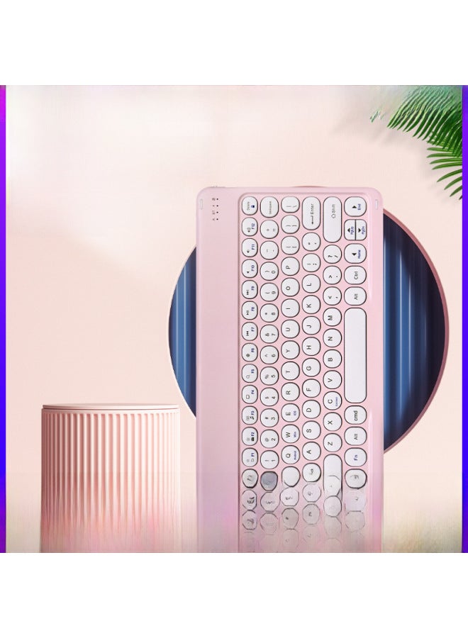 The Bluetooth Keyboard Round Key Cap Is Suitable For Apple For Huawei Phablet Mobile Phone Color Frame Wireless Keyboard Wholesale-Color:Purple-Product Type:Ten-inch Round Cap + Dual-mode Charging M - Image 2