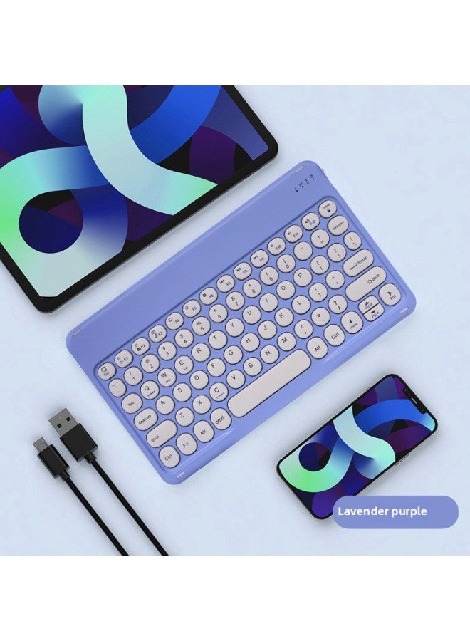 The Bluetooth Keyboard Round Key Cap Is Suitable For Apple For Huawei Phablet Mobile Phone Color Frame Wireless Keyboard Wholesale-Color:Purple-Product Type:Ten-inch Round Cap + Dual-mode Charging M - Image 1