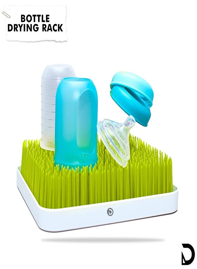 DaKos Baby Bottle Drying Rack, Baby Bottle Drying Rack with Storage Box, Baby Bottle Drying Rack with Cover, Baby Bottle Drying Rack with Box, Baby Bottle Drying Rack with Grass and Lawn (Green) - Image 2