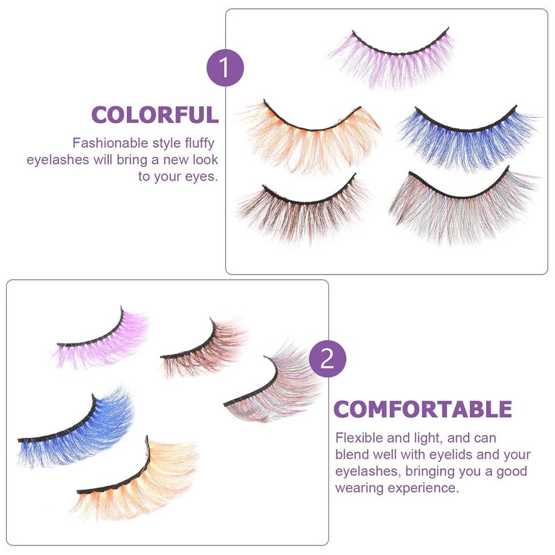 Baluue 5 Pairs Colored Natural Fake Eyelashes 3d Fiber False Lash Extensions Party Cosmetic Lashes for Eye Makeup - Image 3