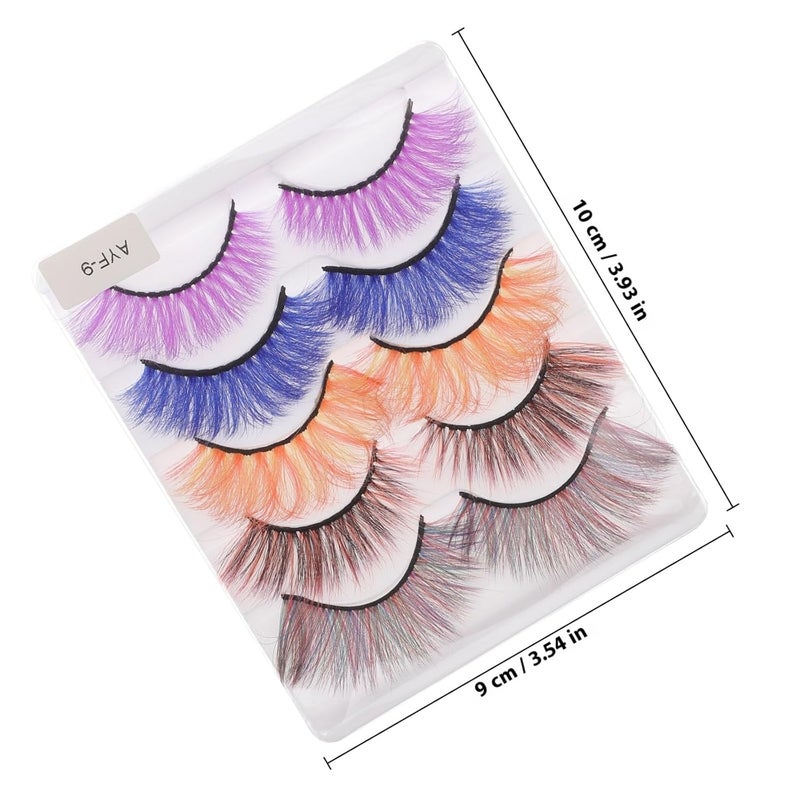 Baluue 5 Pairs Colored Natural Fake Eyelashes 3d Fiber False Lash Extensions Party Cosmetic Lashes for Eye Makeup - Image 2