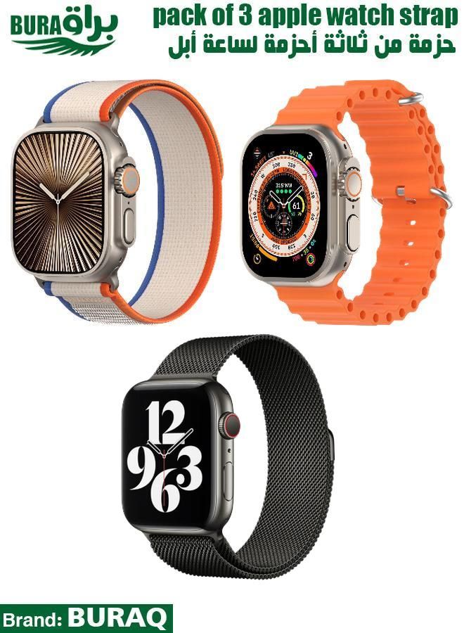 BURAQ Apple Watch Band Strap For Apple Watch Ultra 2/Ultra 49mm, Series 10 46mm, 9/8/7 45mm, SE2/SE/6/5/4 44mm, 3/2/1 42mm