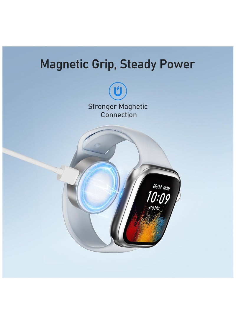 Magnetic Charging Adapter for Apple Watch, Wireless Portable iWatch Charger with USB-C & iPhone Power Port, Compatible for iWatch Series 10/9/8/7/6, Ultra 2, SE, 42/46/44mm