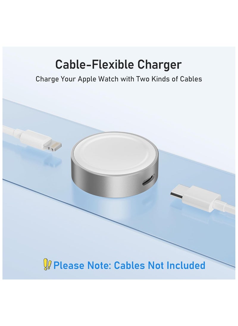 Magnetic Charging Adapter for Apple Watch, Wireless Portable iWatch Charger with USB-C & iPhone Power Port, Compatible for iWatch Series 10/9/8/7/6, Ultra 2, SE, 42/46/44mm