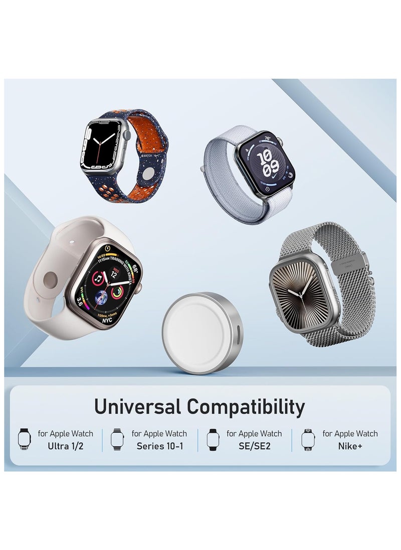 Magnetic Charging Adapter for Apple Watch, Wireless Portable iWatch Charger with USB-C & iPhone Power Port, Compatible for iWatch Series 10/9/8/7/6, Ultra 2, SE, 42/46/44mm