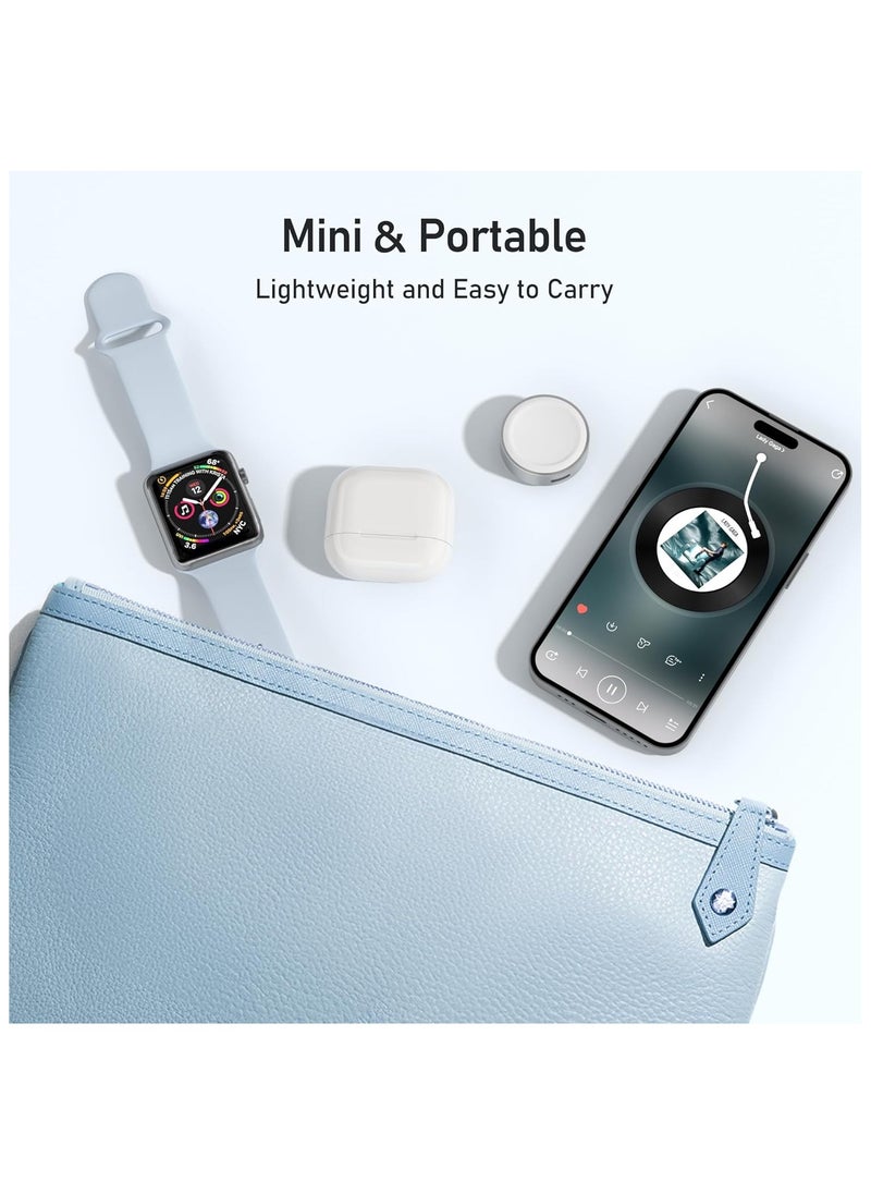 Magnetic Charging Adapter for Apple Watch, Wireless Portable iWatch Charger with USB-C & iPhone Power Port, Compatible for iWatch Series 10/9/8/7/6, Ultra 2, SE, 42/46/44mm