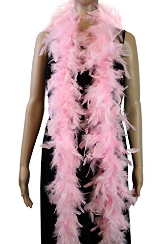 FlyDream Feathers 40 Gram 72 Long Turkey Chandelle Feather Boa Dancing Wedding Crafting Party Dress Up Halloween Costume Decoration baby pink 
