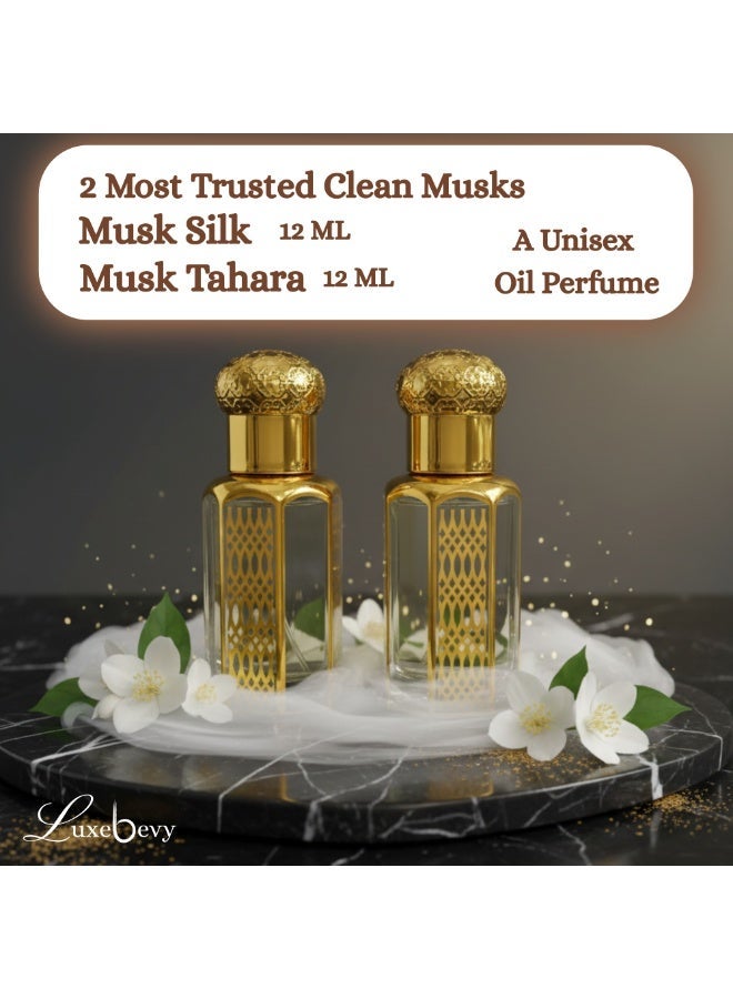 Luxebevy Musk Tahara & Silk Musk Perfume Oil Set – 2 × 12ml Alcohol-Free Concentrated Oil – Long Lasting Clean Scent for Men and Women - Image 2