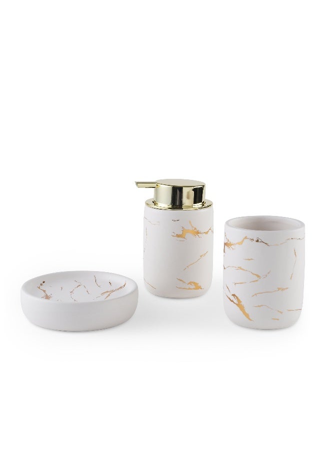 Pan Home Astral 3-piece Ceramic Bathroom Accessories Set - Gold - Image 2