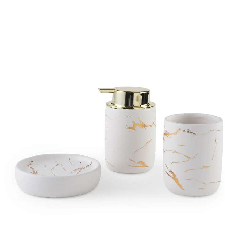 Pan Home Astral 3-piece Ceramic Bathroom Accessories Set - Gold - 211AIC9901961 - Image 2
