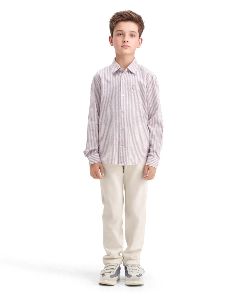 رير ونز Rare Ones Kids Evie Dusky Pink Cotton Blend Striped Button Closure Regular Fit Shirt
