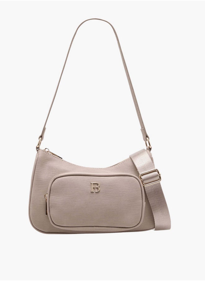 Flora Bella By Shoexpress Women's Textured Crossbody Bag with Detachable Strap and Zip Closure  - Image 1