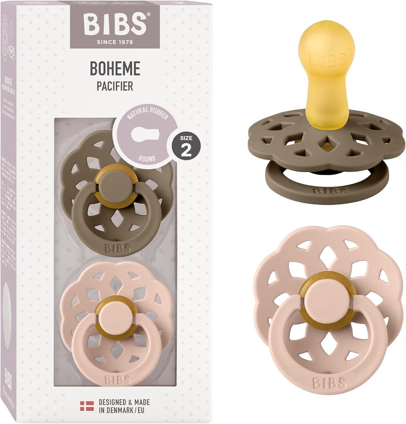 BIBS Boheme Pacifier 2-Pack - Dark Oak/Blush - Image 1