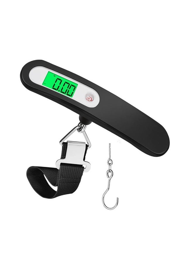 جيه زد اس ميزان أمتعة JZS، ميزان رقمي محمول معلق للأمتعة للسفر، ميزان رقمي معلق إلكتروني 110 رطل/ 50 كجم للسفر مع خطاف (أسود) - Image 1